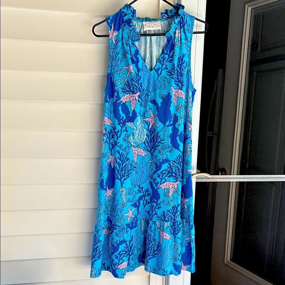 Beautiful blue Pappagallo stretch sleeveless dress